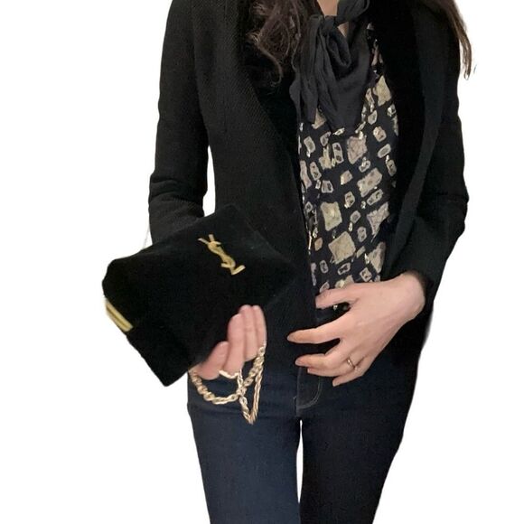 YSL makeup black velvet golden logo evening bag - Picture 5 of 8